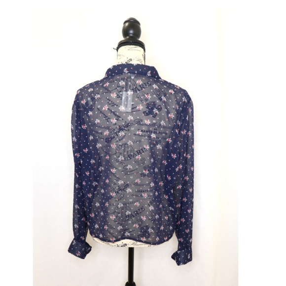 Aeropostal flower print button down blouse - Picture 4 of 8